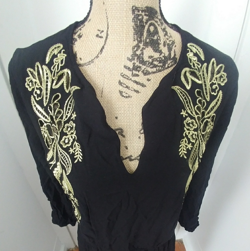 Womens Black and Gold Tunic Large - Picture 1 of 5